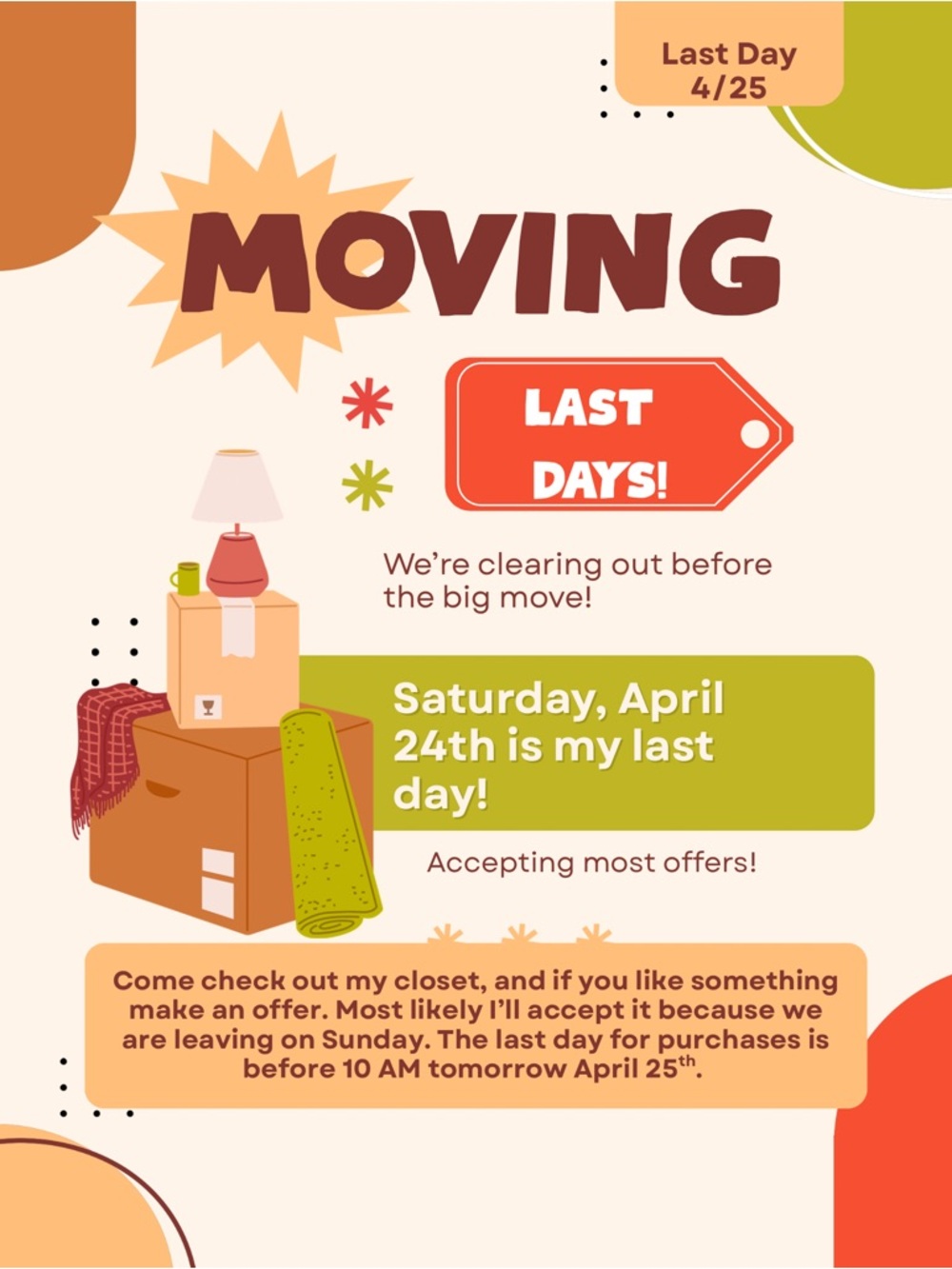 My Closet Will Be On Vacation For A Year Starting On 4/25 after 10am!